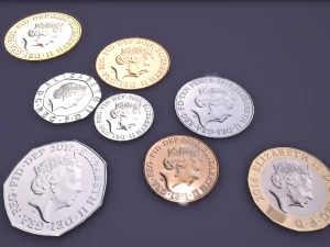 यूके सिक्का सेट 3D मॉडल