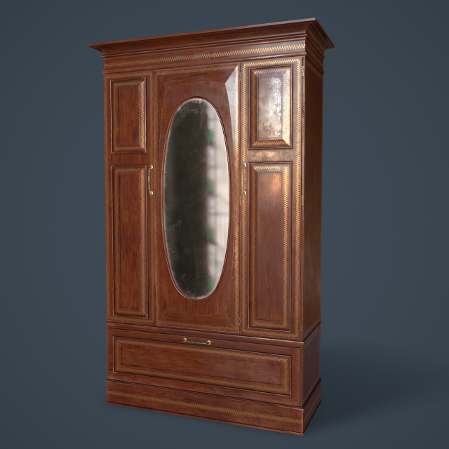 rigged wardrobe 3D 模型 .c4d .max .obj .3ds .fbx .stl .blend 