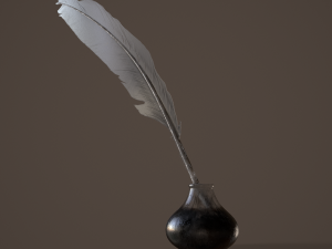 quill and inkpot 3D Model