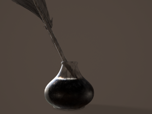 quill and inkpot 3D Model