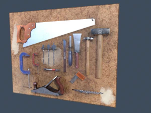 tool wall with 18 tools 3D Model