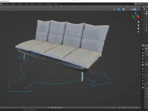 rigged sofa bed 3D Model