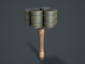 german nazi m24 stielhandgrenate stick grenade with anti tank 3D Модель