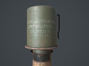 german nazi m24 stielhandgrenate stick grenade with anti tank 3D Модель