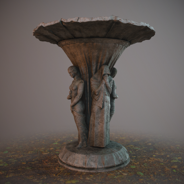 birdbath statue 3D 模型 .c4d .max .obj .3ds .fbx .stl .blend 