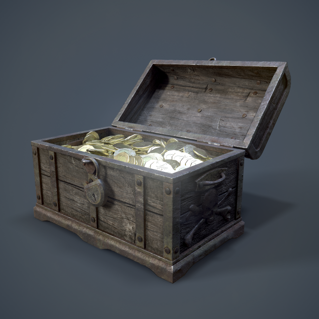 pirate treasure chest 3Dモデル .c4d .max .obj .3ds .fbx .stl .blend 