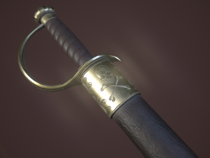 pirate cutlass sword and sheath 3D Model