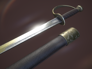 pirate cutlass sword and sheath 3D Model