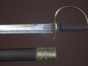 pirate cutlass sword and sheath 3D Model