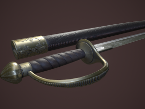 pirate cutlass sword and sheath 3D Model
