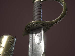 pirate cutlass sword and sheath 3D Model