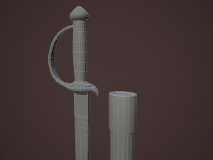 pirate cutlass sword and sheath 3D Model
