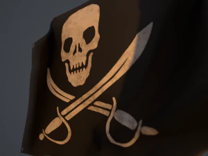 drapeau pirate anim&eacute; Modèle 3D