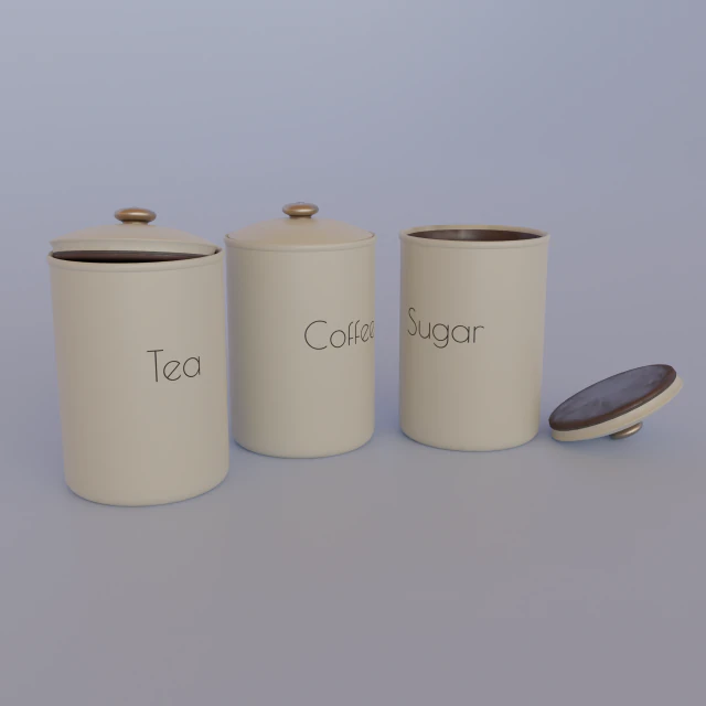 chá, café e potes de açúcar Modelo 3D .c4d .max .obj .3ds .fbx .stl .blend