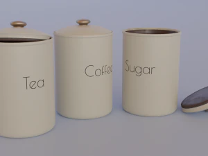 ch&aacute;, caf&eacute; e potes de a&ccedil;&uacute;car Modelo 3D