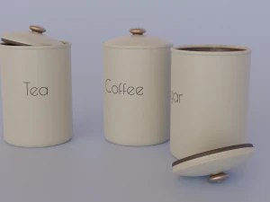 ch&aacute;, caf&eacute; e potes de a&ccedil;&uacute;car Modelo 3D