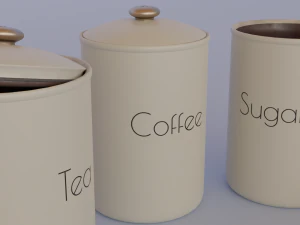 ch&aacute;, caf&eacute; e potes de a&ccedil;&uacute;car Modelo 3D