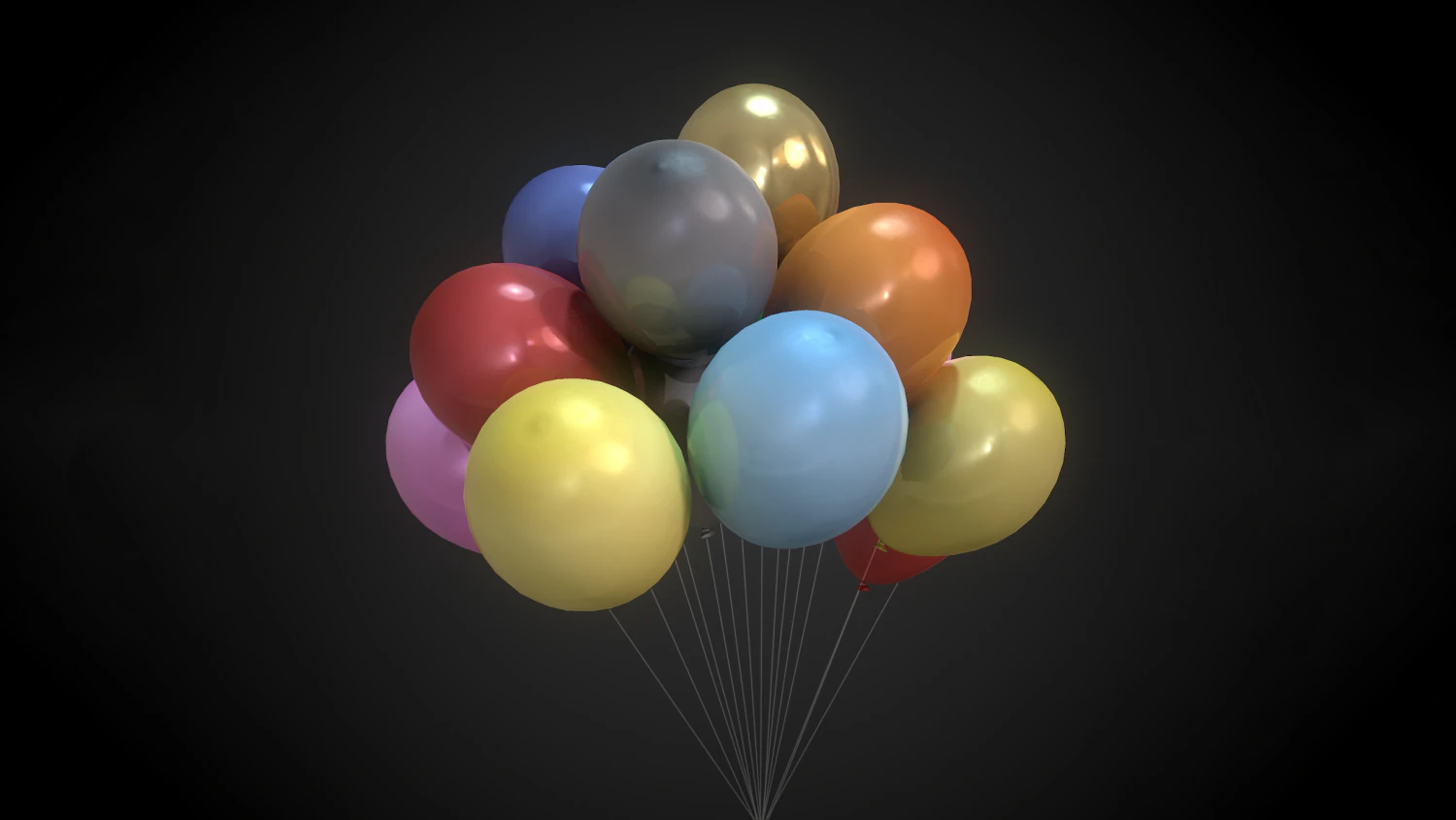 balloons 3D Model .c4d .max .obj .3ds .fbx .stl .blend