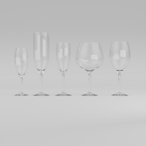 Wine glass set 3D Модель .c4d .max .obj .3ds .fbx .stl .blend 