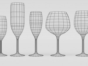 Wine glass set 3D Модель