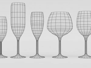 Conjunto de ta&ccedil;as de vinho Modelo 3D