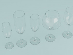 Wine glass set 3D Модель