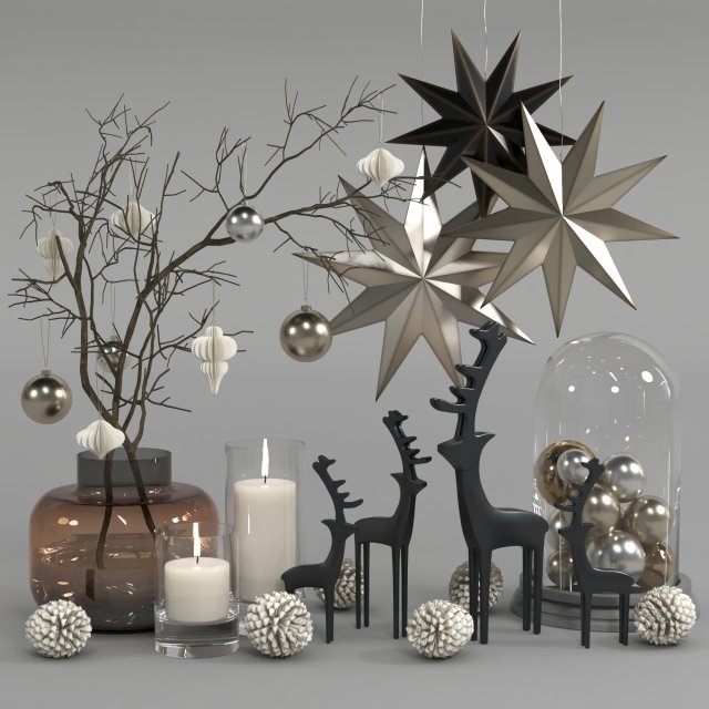 decorative set 05 - christmas decoration 3D Model .c4d .max .obj .3ds .fbx .stl .blend 