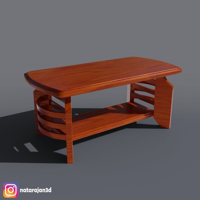 wooden coffee table 3D Model .c4d .max .obj .3ds .fbx .stl .blend 