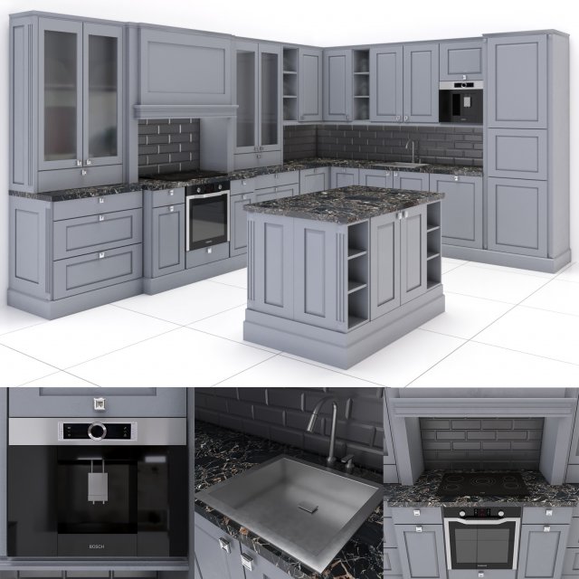 kitchen-set-05 3D 模型 .c4d .max .obj .3ds .fbx .stl .blend