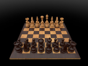 3d chess board complete set low-poly  3D-Modell