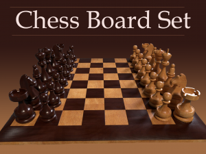 3d chess board complete set low-poly 3D Model