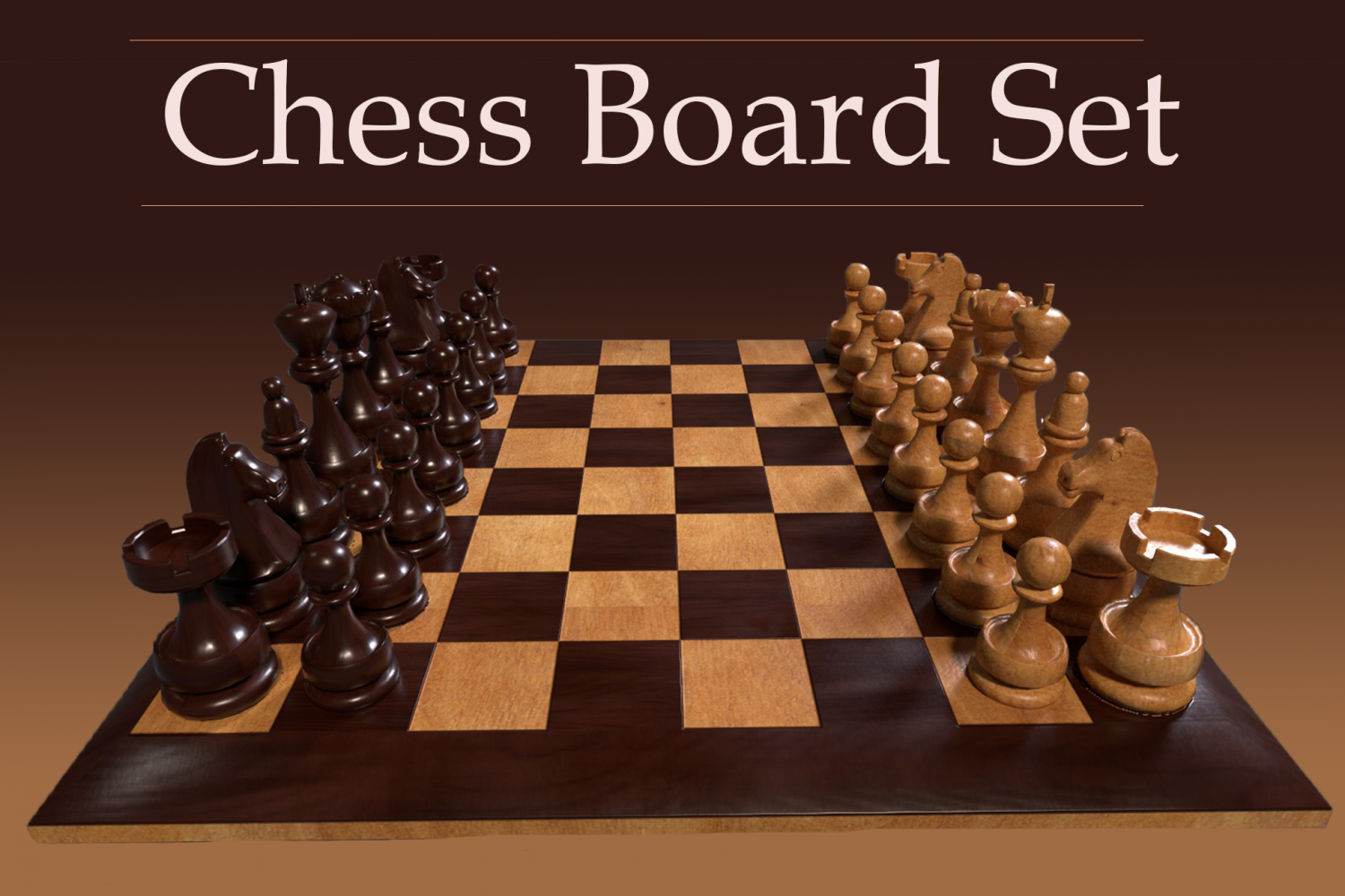 3d chess board complete set low-poly 3D-Modell in Brettspiele 3DExport