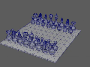 3d chess board complete set low-poly 3D Model