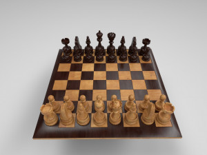 3d chess board complete set low-poly 3D Model