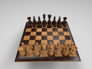 3d chess board complete set low-poly 3D Model