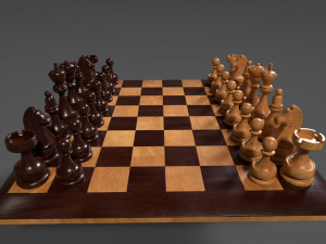 3d chess board complete set low-poly 3D Model