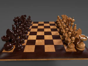 3d chess board complete set low-poly 3D Model