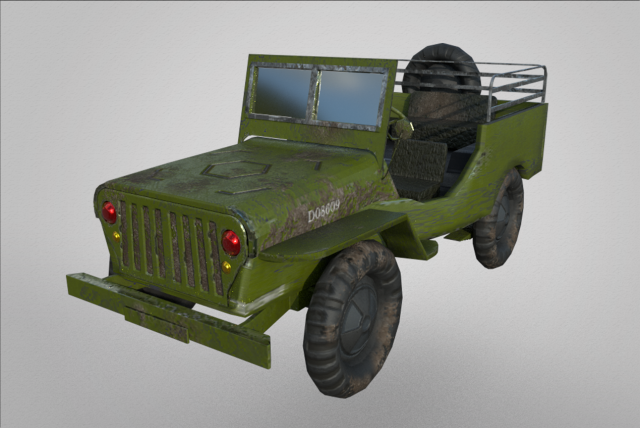 military jeep low poly model 3D Model .c4d .max .obj .3ds .fbx .stl .blend 