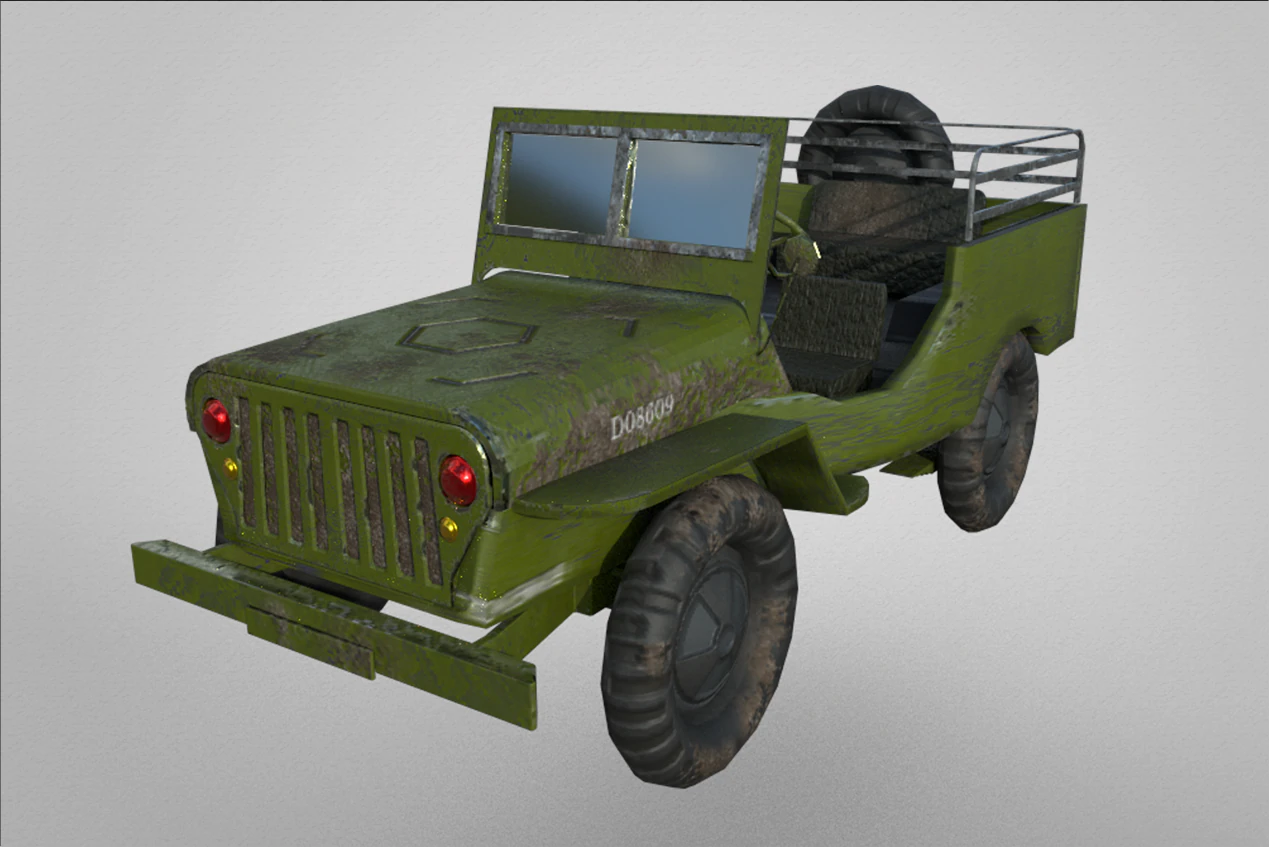 military jeep low poly model 3D Model .c4d .max .obj .3ds .fbx .stl .blend 