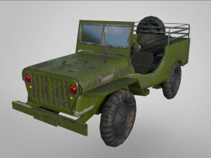 military jeep low poly model Modelo 3D