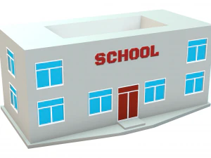 sekolah poli rendah - permainan siap Model 3D