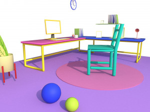 cartoon room assets 3Dモデル