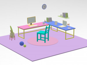 cartoon room assets 3Dモデル