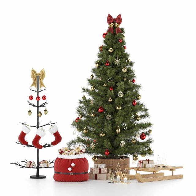 christmas decoration set 3D Model .c4d .max .obj .3ds .fbx .stl .blend 