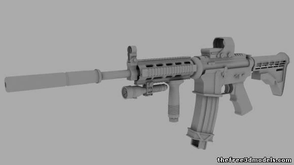 m4a1 rifle high poly 3D Model .c4d .max .obj .3ds .fbx .stl .blend 