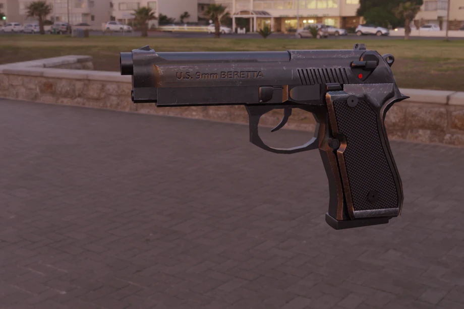 beretta m9 pistol 3D Model .c4d .max .obj .3ds .fbx .stl .blend 