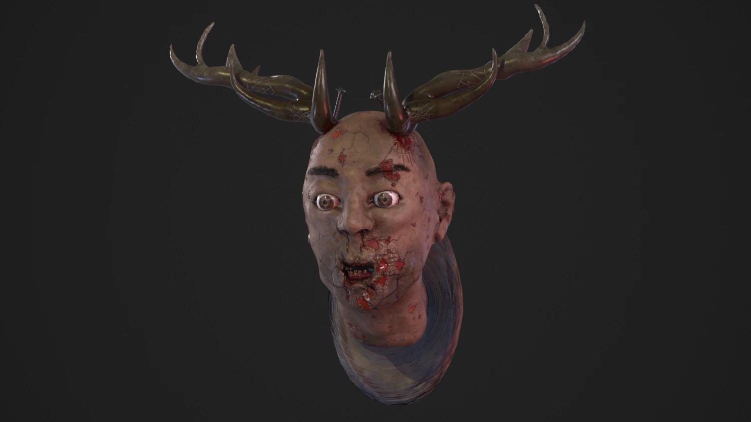 death head with horn 3D Model .c4d .max .obj .3ds .fbx .stl .blend 