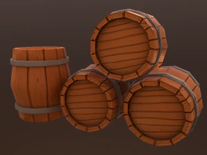 бочка низкополигональная 3D Модель