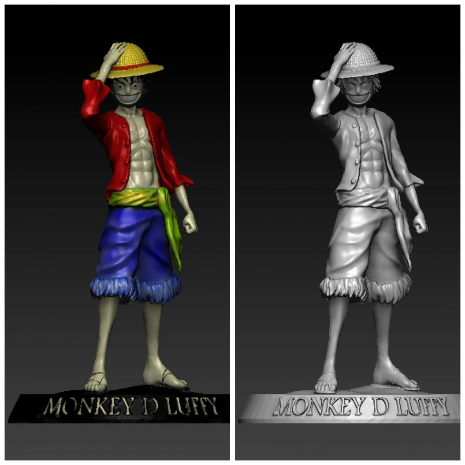 Monkey D Rufy One Piece Modello 3D .c4d .max .obj .3ds .fbx .stl .blend 