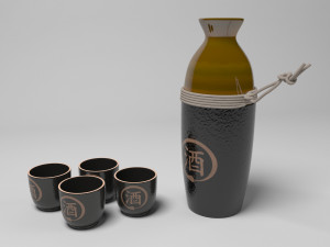 sake set black Modelo 3D